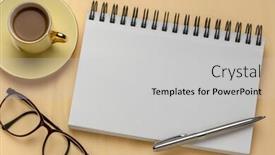  Presentation with cup coffee - Colorful presentation enhanced with blank-spiral-art-sketchbook backdrop and a light gray colored foreground