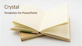  Presentation with paper heart book - Theme with blank spiral border - recycled paper book on white background and a  colored foreground