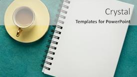  Presentation with desktop - Theme with blank-spiral-sketchbook-against-textured background and a white colored foreground