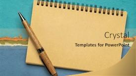  Presentation with colorful abstract movable - PPT theme with blank-spiral-sketchbook background and a yellow colored foreground