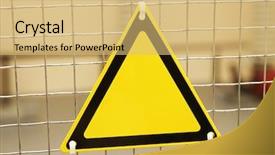  Presentation with wireless mesh network - Presentation theme featuring blank street direction - empty triangular yellow sign background and a yellow colored foreground