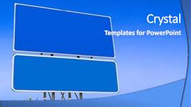  Presentation with sky - Presentation consisting of blank street direction - road sign on sky background background and a cobalt blue colored foreground