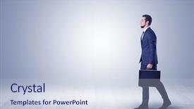  Presentation with wall street - Amazing presentation theme having blank street direction - successful businessman walking in front backdrop and a sky blue colored foreground