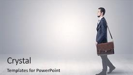  Presentation with speed walking - PPT theme featuring blank street direction - successful businessman walking in front background and a light gray colored foreground