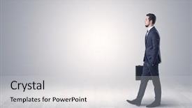  Presentation with walking - Beautiful presentation theme featuring blank street direction - successful businessman walking in front backdrop and a light gray colored foreground