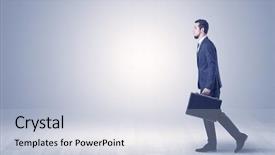  Presentation with successful - PPT theme enhanced with blank street direction - successful businessman walking in front background and a lemonade colored foreground