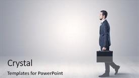  Presentation with wall street - Beautiful slide set featuring blank street direction - successful businessman walking in front backdrop and a light gray colored foreground