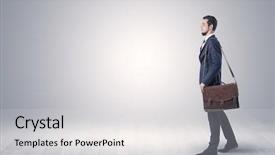  Presentation with speed walking - PPT theme consisting of blank street direction - successful businessman walking in front background and a light gray colored foreground