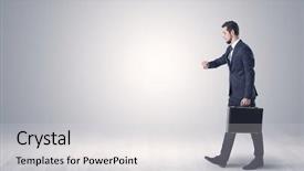  Presentation with empty cross - Cool new PPT layouts with blank street direction - successful businessman walking in front backdrop and a light gray colored foreground