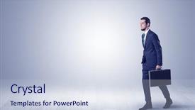  Presentation with speed walking - Audience pleasing theme consisting of blank street direction - successful businessman walking in front backdrop and a sky blue colored foreground