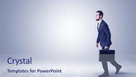  Presentation with peter walking on water - Beautiful presentation design featuring blank street direction - successful businessman walking in front backdrop and a sky blue colored foreground