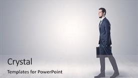  Presentation with peter walking on water - Presentation design consisting of blank street direction - successful businessman walking in front background and a light gray colored foreground