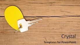  Presentation with key - Audience pleasing slides consisting of blank tag and a key backdrop and a coral colored foreground