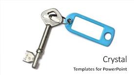  Presentation with key - Colorful slide deck enhanced with blank tag and old key backdrop and a white colored foreground