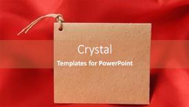  Presentation with satin - Presentation theme having blank tag tied with red silk satin background background and a coral colored foreground