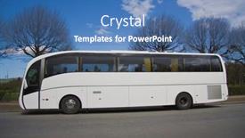  Presentation with bus - Slide set consisting of blank-tour-bus-of-buses background and a teal colored foreground