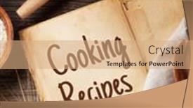  Presentation with vintage cooking - Beautiful PPT theme featuring blank-vintage-recipe-cooking-book backdrop and a coral colored foreground