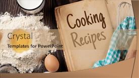  Presentation with vintage cooking - Slide set with blank-vintage-recipe-cooking-book background and a coral colored foreground