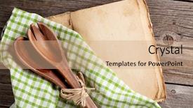  Presentation with vintage cooking - Cool new slide set with blank vintage recipe cooking book backdrop and a coral colored foreground