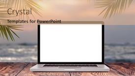  Presentation with green notebook - Amazing slide set having blank-white-mockup-notebook-monitor backdrop and a coral colored foreground