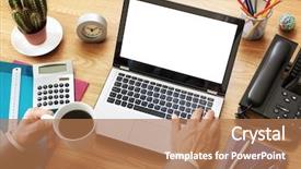  Presentation with laptop blank screen - PPT layouts enhanced with blank white screen ready background and a coral colored foreground