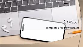  Presentation with desk - Presentation theme with blank-white-screen-smartphone background and a white colored foreground