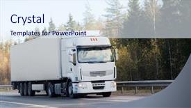  Presentation with tractor - Audience pleasing presentation theme consisting of blank white tractor trailer truck backdrop and a sky blue colored foreground