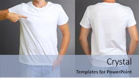  Presentation with grey - Slide set enhanced with blank white tshirt - t-shirt on young man background and a light blue colored foreground
