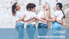  Presentation with wall street - Presentation design consisting of blank white tshirt and jeans background and a teal colored foreground