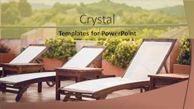  Presentation with luxury hotel - Slide set enhanced with blank-wooden-loungers background and a yellow colored foreground