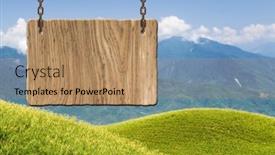  Presentation with rural - PPT layouts with blank wooden sign on field of farm concept of rural idyllic tranquility etc background and a coral colored foreground