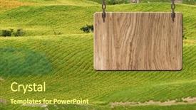 Presentation with rural - Beautiful presentation design featuring blank wooden sign on field of farm concept of rural idyllic tranquility etc backdrop and a tawny brown colored foreground