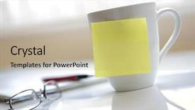  Presentation with yellow and teal design music note - Amazing presentation theme having blank yellow sticky note backdrop and a coral colored foreground