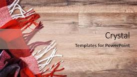  Presentation with rustic wood wooden frame - Audience pleasing PPT theme consisting of blanket - checkered plaid on wooden background backdrop and a soft green colored foreground