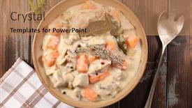  Presentation with french revoulution - PPT layouts with blanquette-de-veau-french-gastronomy background and a coral colored foreground