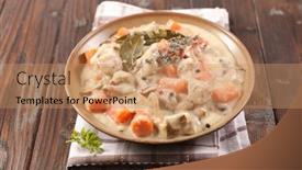  Presentation with french revolution - Slide deck featuring blanquette-de-veau-french-gastronomy background and a coral colored foreground