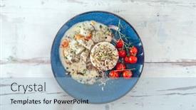  Presentation with veal - PPT theme having blanquette-of-veal-with-porcini background and a light blue colored foreground