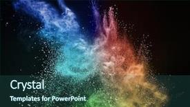  Presentation with powder - Cool new presentation design with blast - colourful powder exploding isolated backdrop and a ocean colored foreground