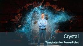  Presentation with broken wall - Amazing slide set having blast - confident man broken brick wall backdrop and a ocean colored foreground