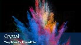  Presentation with explosion - Beautiful presentation design featuring blast - explosion of colorful powder isolated backdrop and a ocean colored foreground