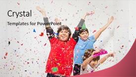  Presentation with happy kids - PPT layouts consisting of blast - happy kids celebrating party background and a lemonade colored foreground