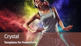  Presentation with explosion - Beautiful presentation featuring blast - stylish teenage girl with headphones backdrop and a coral colored foreground