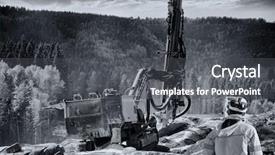  Presentation with blasting - Slide deck with blast - surveyor measuring distances in rock-blasting background and a dark gray colored foreground