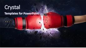  Presentation with explosion - Presentation theme featuring blast - two hands fighting with storm background and a wine colored foreground