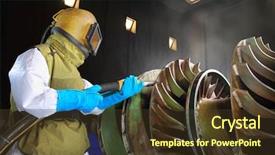  Presentation with workshop - Slide deck having blast - worker working in a sandblast background and a tawny brown colored foreground