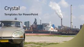  Presentation with vintage car - Theme having coal vessel - 1973 vintage car contrasting background and a  colored foreground