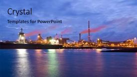  Presentation with bulk carrier - Beautiful presentation theme featuring bulk carrier with iron ore backdrop and a light blue colored foreground