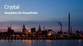  Presentation with steel plant - Cool new presentation theme with blast furnace - steel plant just after sunset backdrop and a teal colored foreground