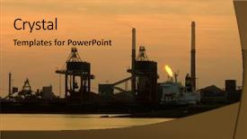  Presentation with steel plant - Presentation design with materials such as iron ore background and a yellow colored foreground