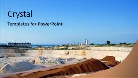  Presentation with blasting - Presentation enhanced with blasting mine - big stone and sand quarry background and a light blue colored foreground